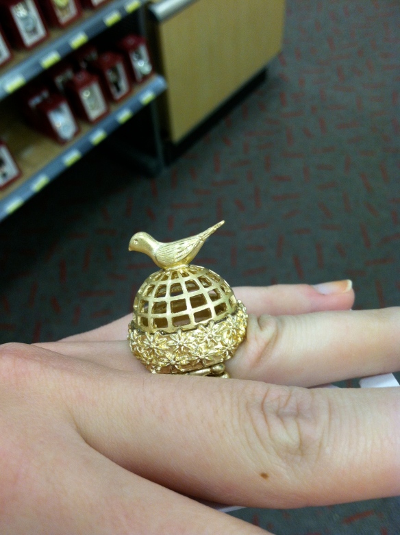 My oh my, if a gentleman ever proposed to me with this ring, why, I'd just have to accept! 